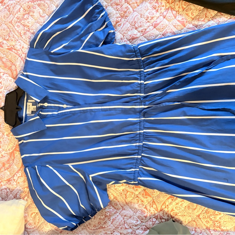 J. Crew Blue and White Striped Dress